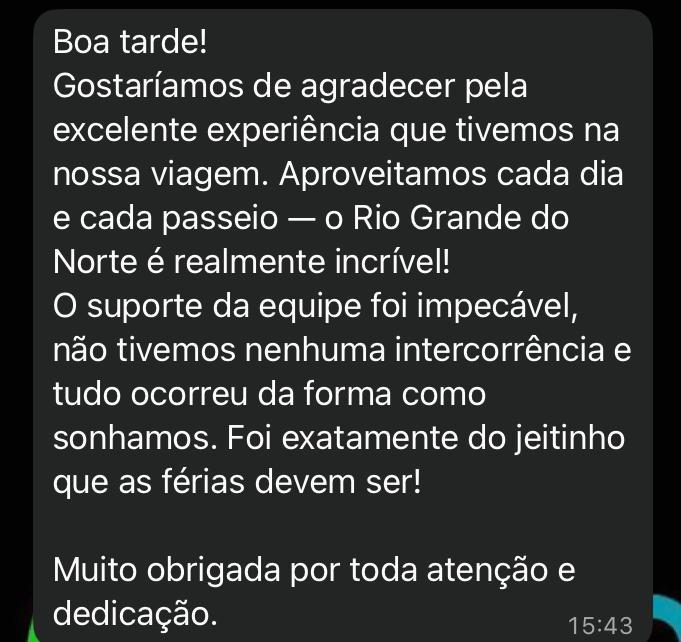 Feedback de cliente da Cocriar sobre a viagem